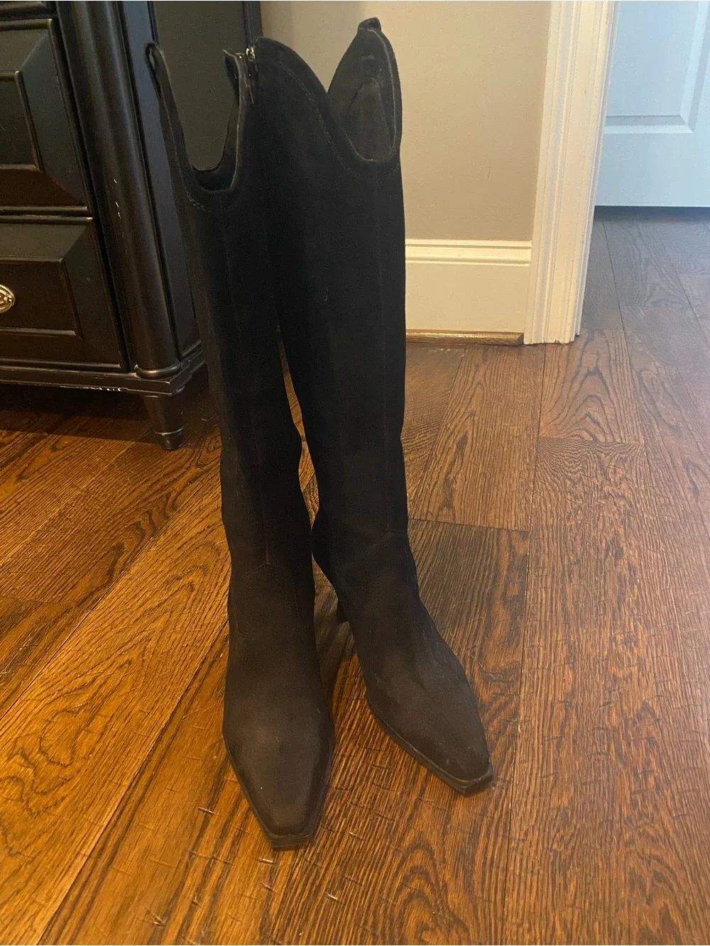 Dolce Vita Black Suede Ariana Knee-High Western Boot- worn once